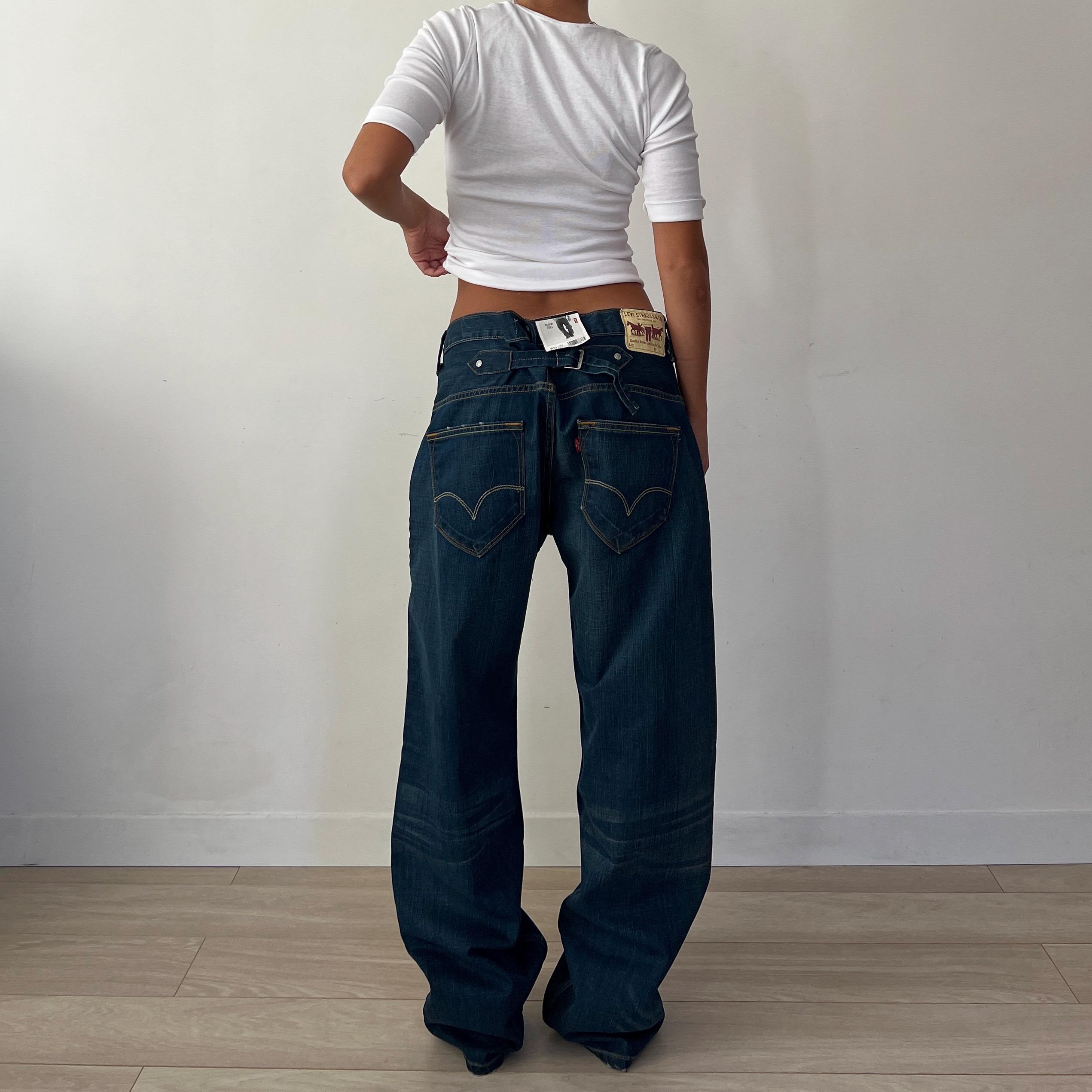 【W32 L33】chinch-back levi's リーバイス 503 Rare Levi's 503 Loose Leg Cinch Back Faded Washed Blue Denim Jeans