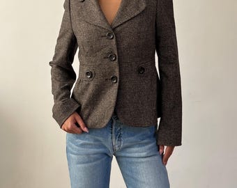 Blazer de cuadros marrones de United Colors of Benetton / Talla XS S