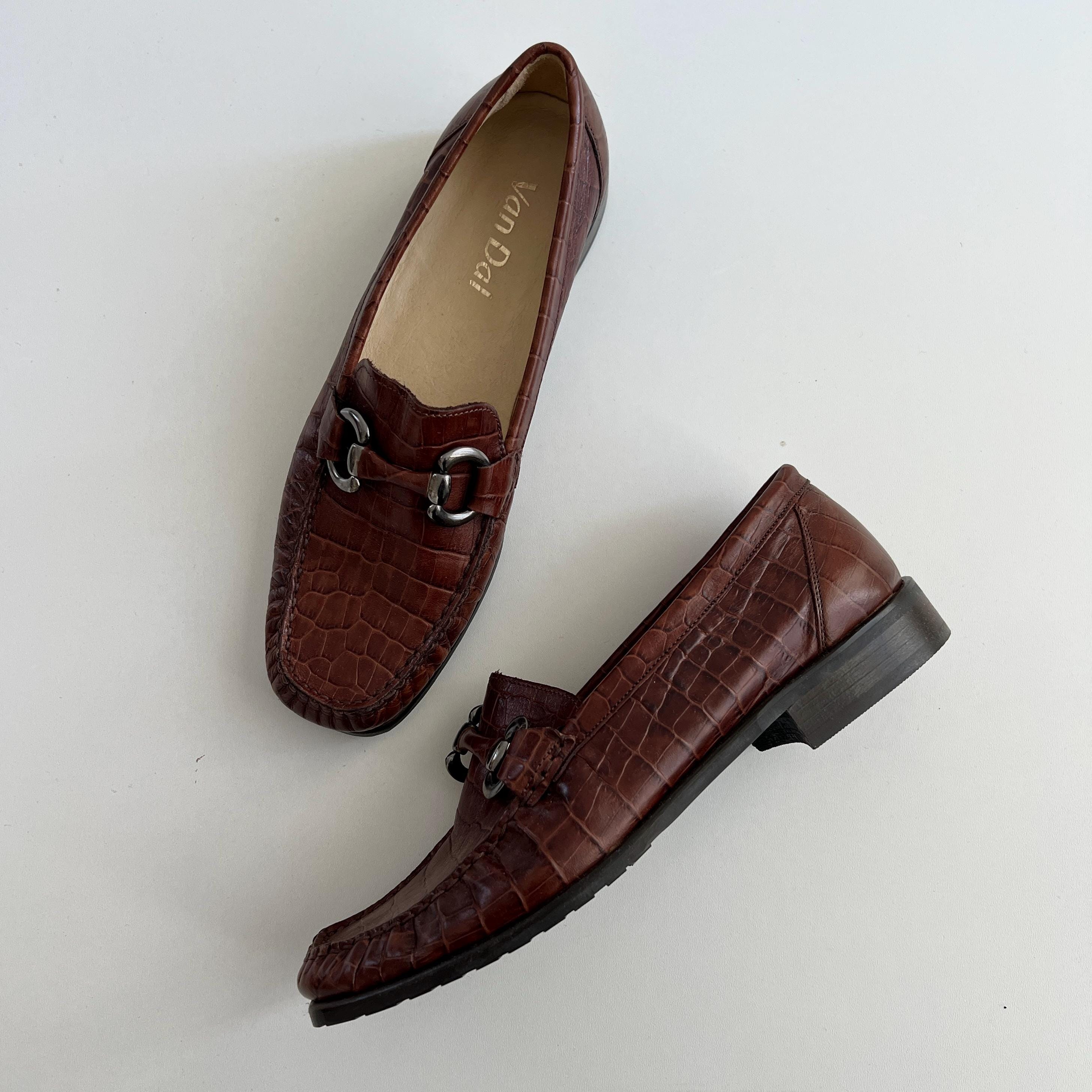 Like New Marolo (Italy) Cognac Brown Croc Leather Loafers Journey Brown Croc Leather Lug Tassel Loafer main image 3