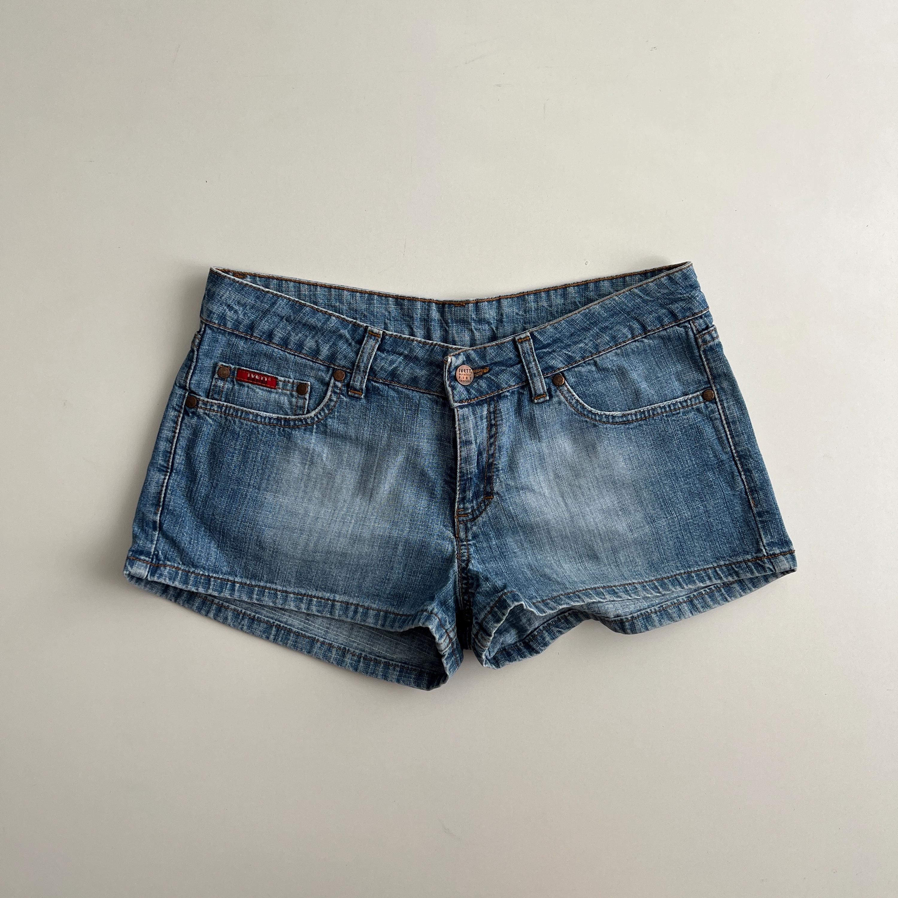 Y2k Denim Low Rise Shorts - Etsy
