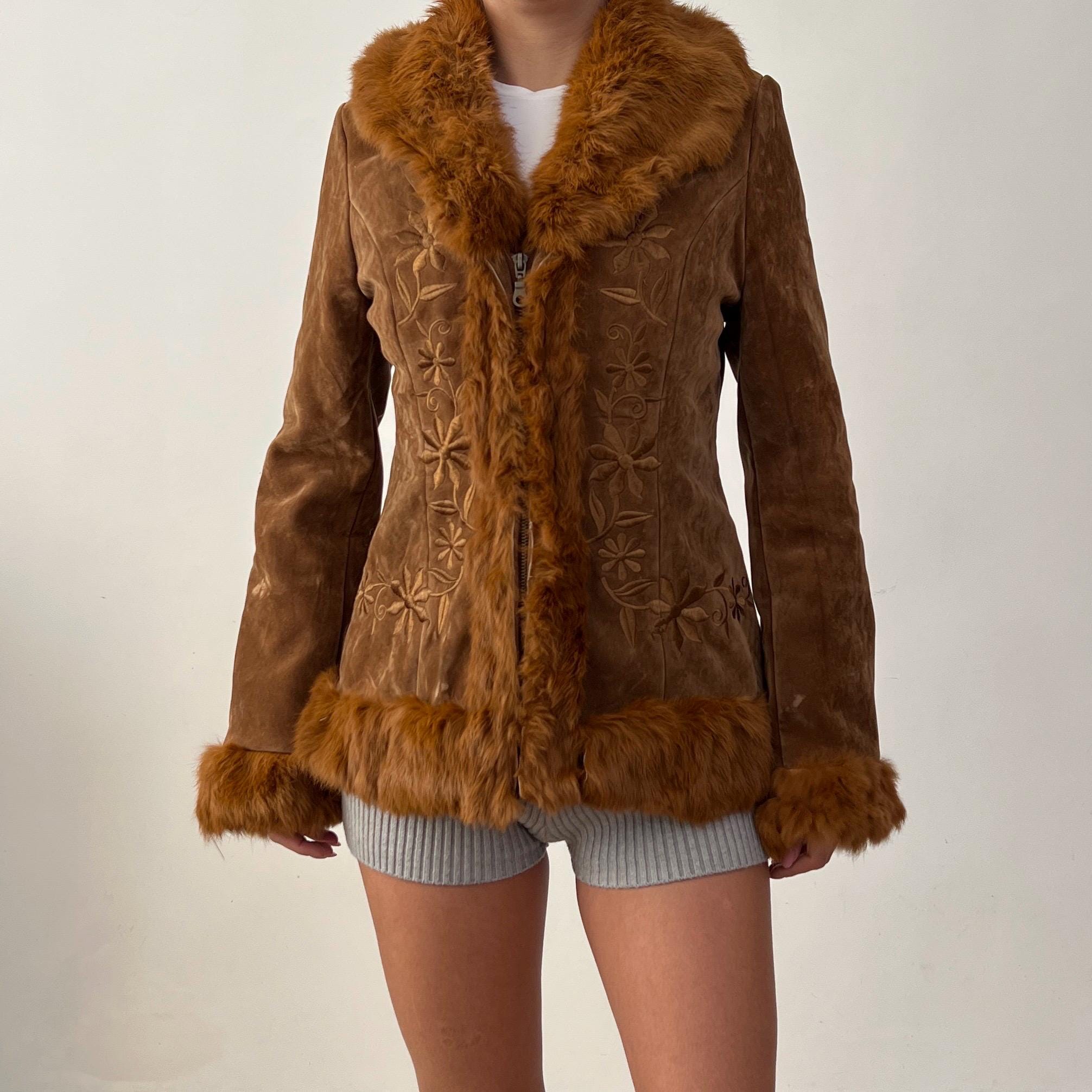 Y2k Suede Fur Jacket - Etsy