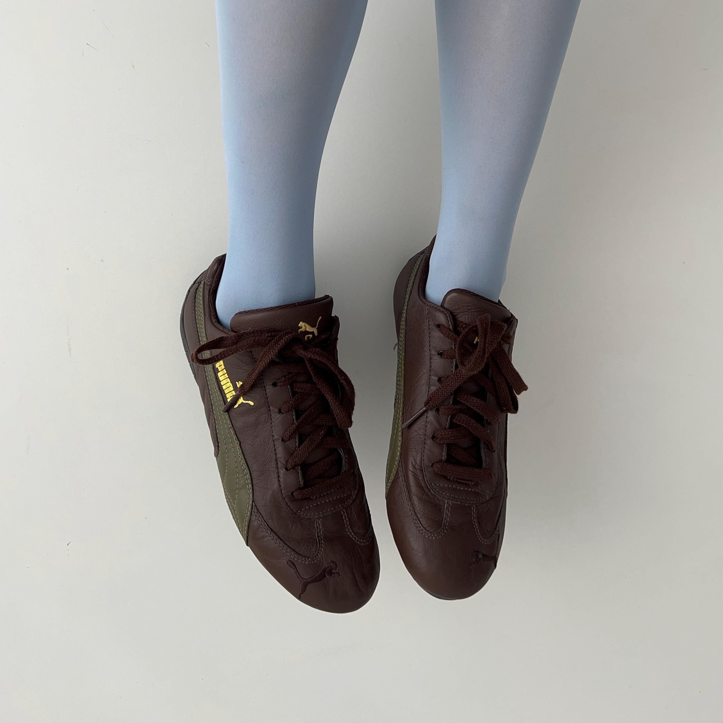 Rare Puma Speedcat Leather Brown and Khaki Trainers / Vintage Archive Racing Moto Low Sneakers / Size Women’s eu 39 us 7