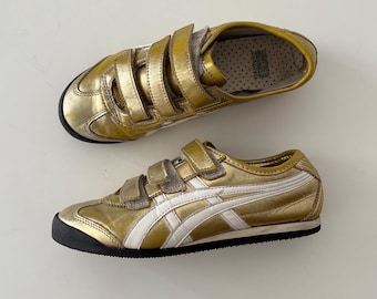 Onitsuka Tiger Asics Mexico 66 Baja Glitter Yellow Gold Velcro Sneakers Archive Rare 36 22.5 cm