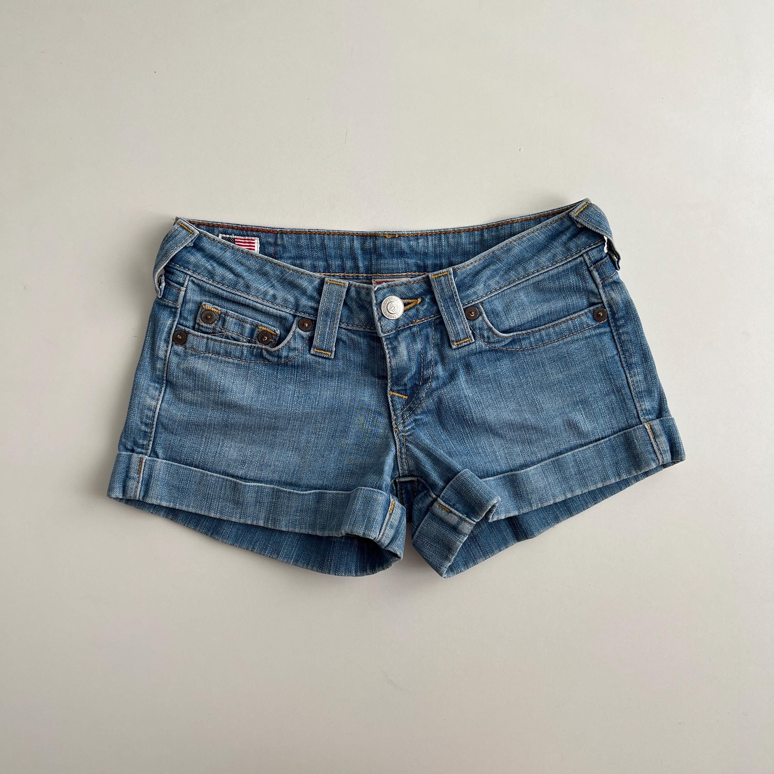 TRUE RELIGION ミニデニム y2k 平成ギャル USA製 True Religion Allie Blue Denim Jean Mini Shorts / Low Rise Micro
