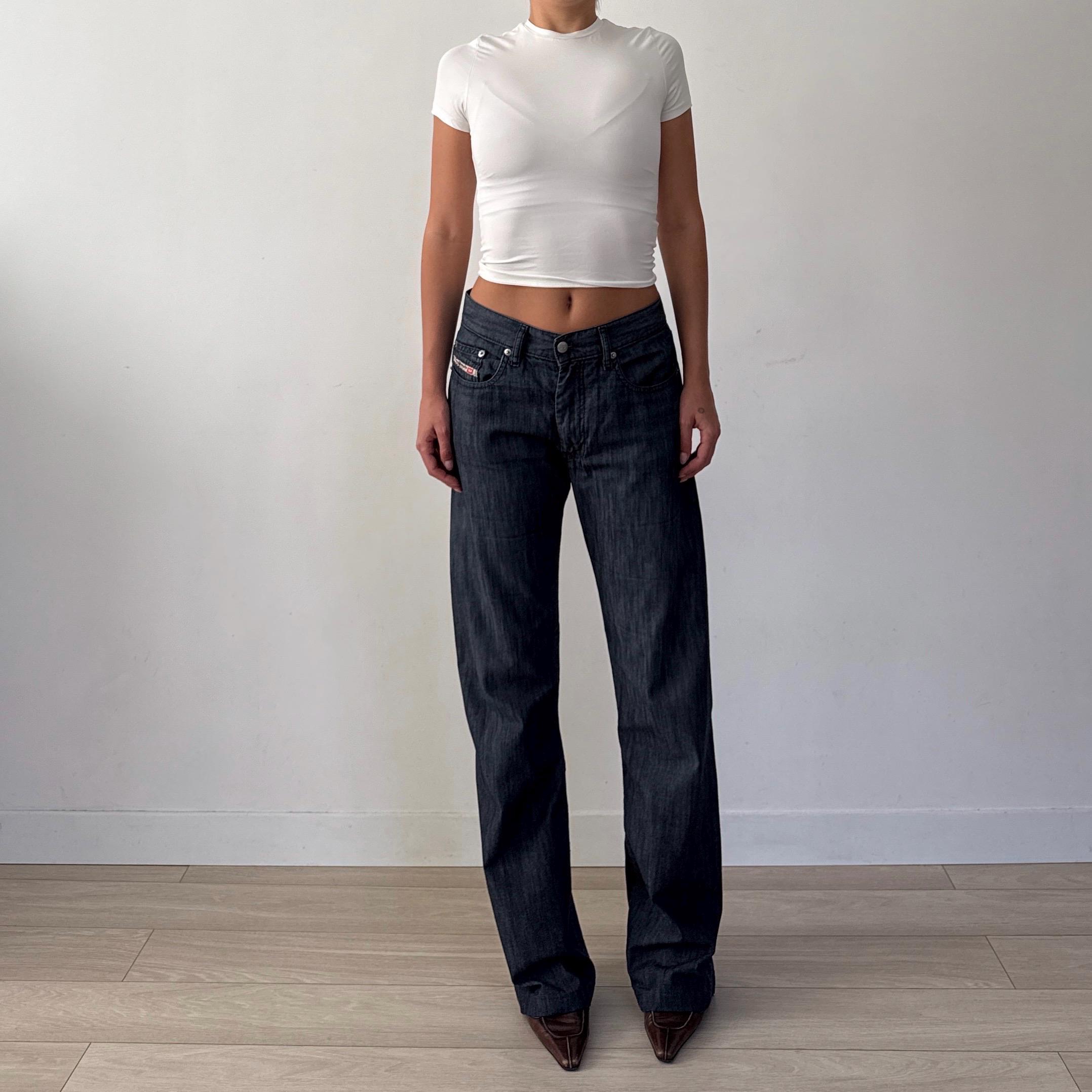 Vintage Diesel Straight Loose Leg Raw Indigo Blue Denim Jeans 