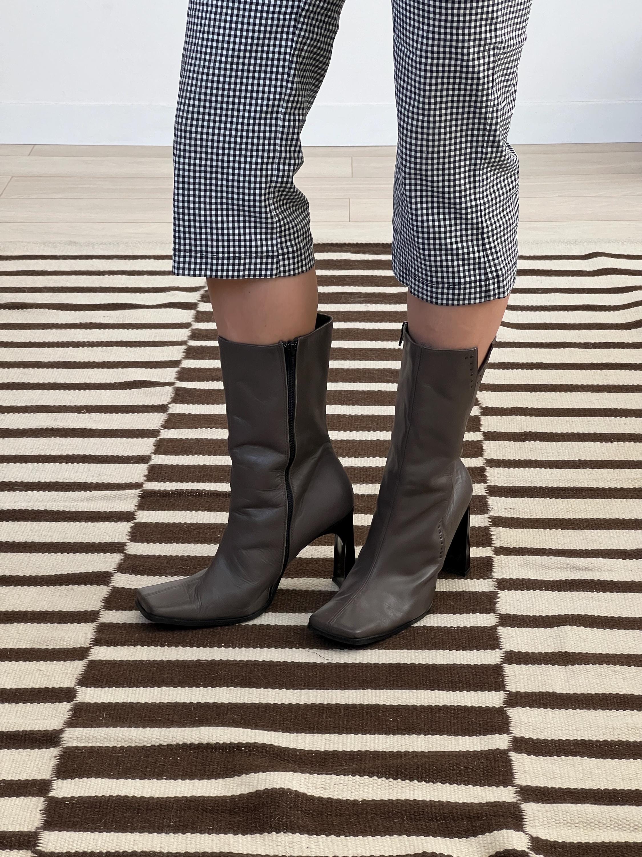 Bottes Mi-mollet En Cuir Marron Dune - Taille UK 4 / EU 37 - Très Bon état - Zippées