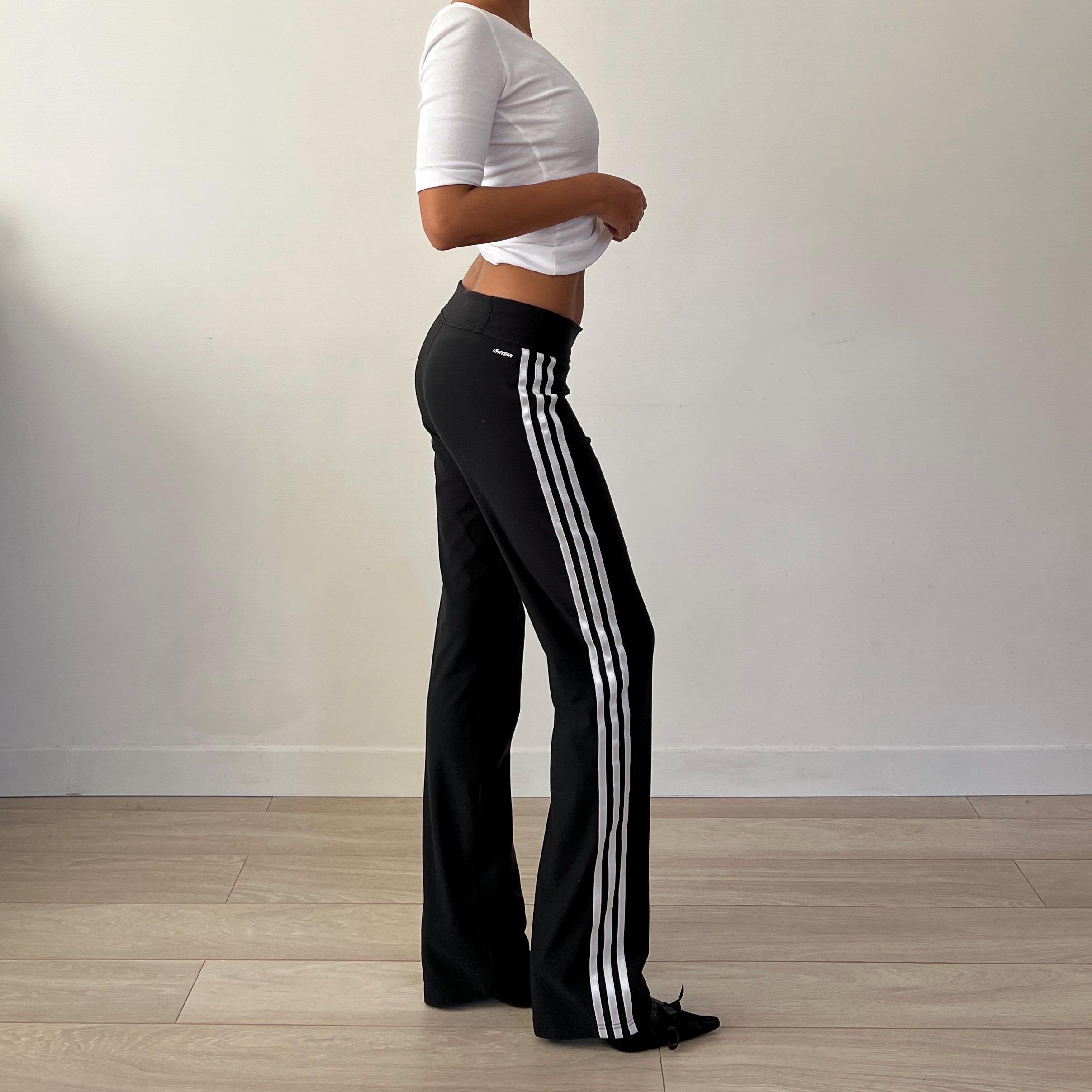 Black Adidas Climalite Straight Loose Leg Mid Rise Track Pants