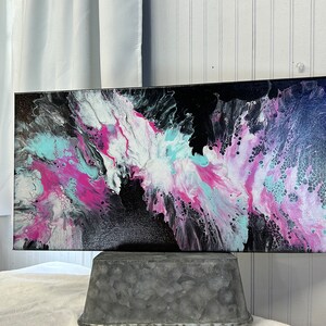 12x24 Black, Pink, and Blue Acrylic Paint on Canvas
