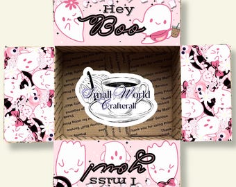Halloween Care Package Box Flaps | Hey Boo I Miss You | Printable Spooky Love Gift