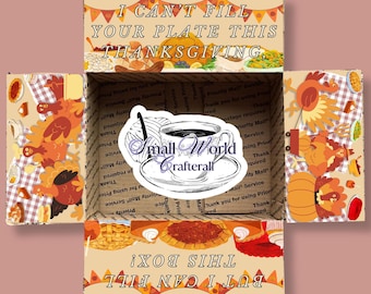 Ozdoba do druku na klapce pudełka z okazji Święta Dziękczynienia (do pobrania w wersji cyfrowej)