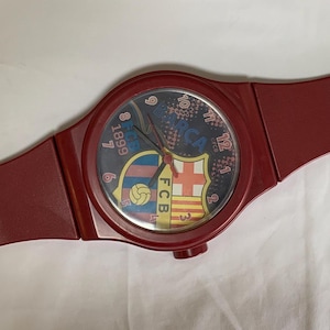 FOUND in SPAIN -- futbol wall clock - Barcelona Futbol Club - giant 1990s wrist watch wall clock featuring the Barca logo