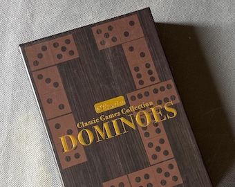 Premier Classic Games Collection dominoes – Double-6 set in wood box with thick tiles