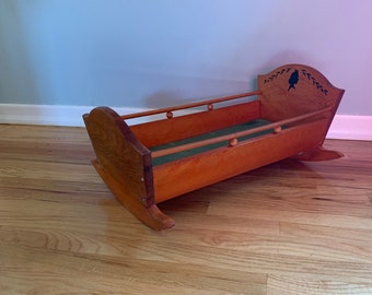 Gorgeous all-wood doll cradle - Rich Enterprises - 1950s