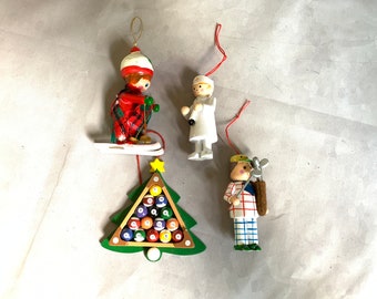 Choose your vintage Christmas tree ornament - nurse, pool player, golfer, skier - wood ornament