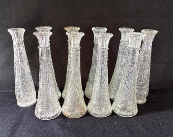 Set of 10 bud vases - clear textured glass