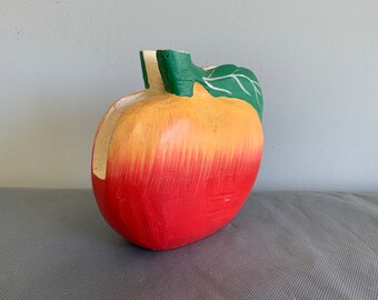 FOUND IN SPAIN -- vintage napkin or letter holder - giant peach - made from a paper mache or plaster of Paris