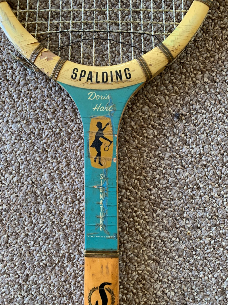 Vintage tennis racket set 3 rackets 1 cover and press MacGregror Challenger, Dunlop Junior Pro, Spalding Doris Hart Signature image 8