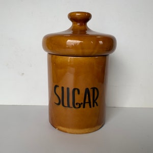 Vintage Sugar canister - groovy design - warm caramel color