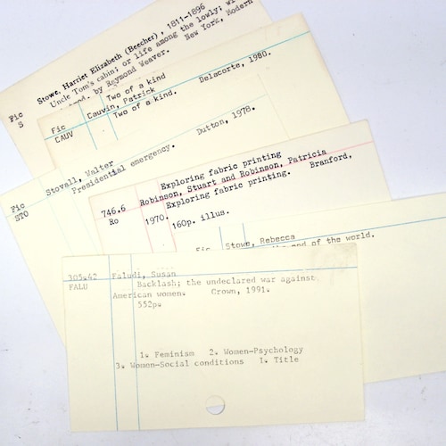 Vintage Library Catalog Cards Etsy