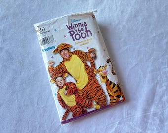 Vintage Simplicity 0601 Disney Tigger costume sewing pattern – Winnie the Pooh, adult and child sizes XS–XL