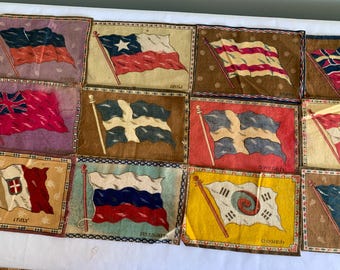 tobacco flags Antique Cigar Felt Flags Mat, Hand Sewn Tobacco Premiums