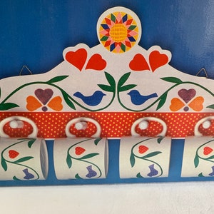 Amazing folk mug rack and matching mugs - new in box