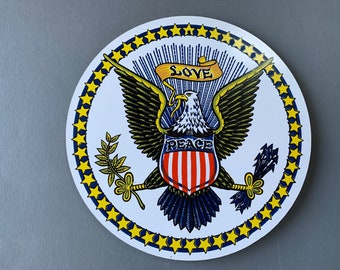 Vintage hex sign - US Eagle - Peace and Love