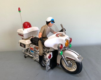 Trabajando - Son Ai Toys Jumbo Cycle - Moto de juguete de policía - Patrulla de Carreteras - con luz y sonido - Años 80