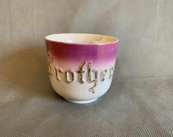 Vintage moustache mug - Brother - porcelain