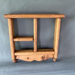 Rustic wood wall shelf – 12&quot; square shelf with pegs and asymmetrical cubbies