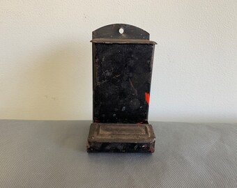 Vintage match holder - for longer matches - black metal - rough condition