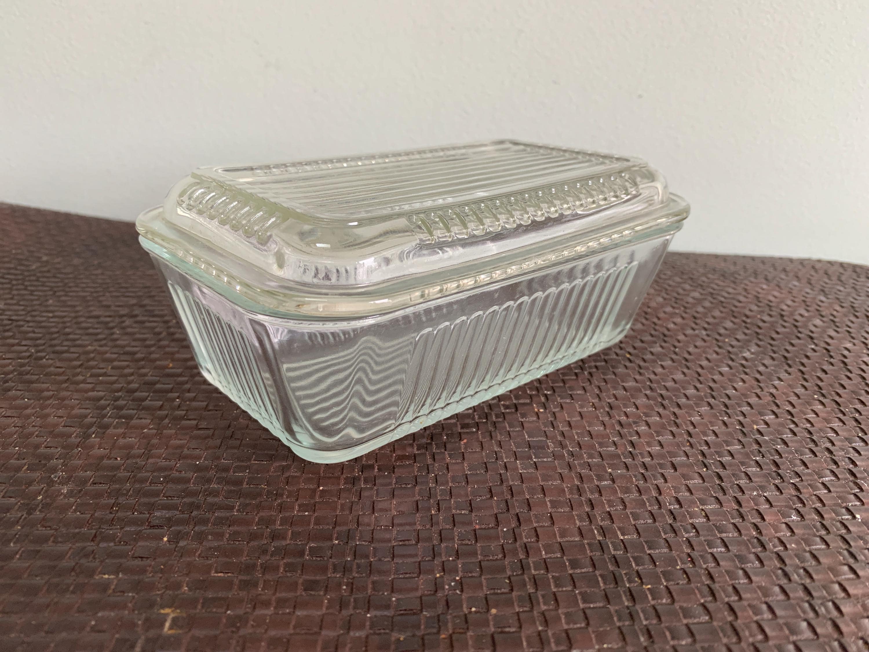 Clear glass refrigerator box - with a lovely texture and weight
