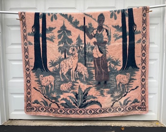 FOUND IN SPAIN -- Exquisite and heavy wool blanket - double bed size - 72&quot; x 88&quot;