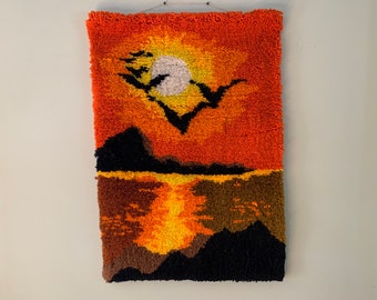 Bold colors - 1970s wall hanging - bright sunset
