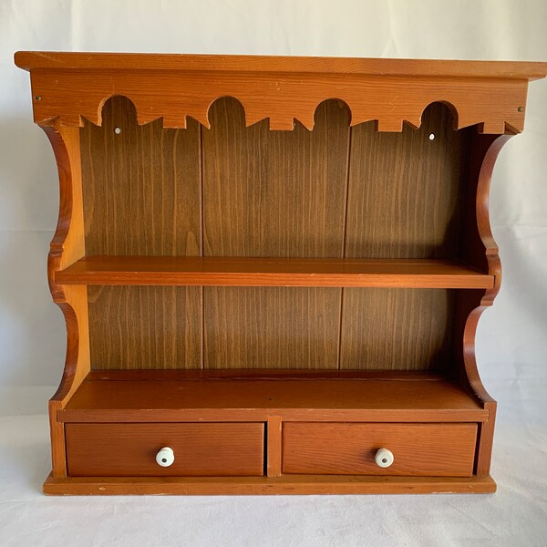 Wood wall-hanging shelves with drawers