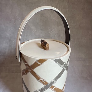 Vintage ice bucket - bamboo theme - great colors - extra large size