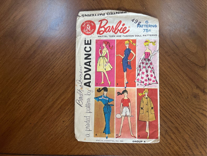 1961 Barbie clothing sewing pattern image 1