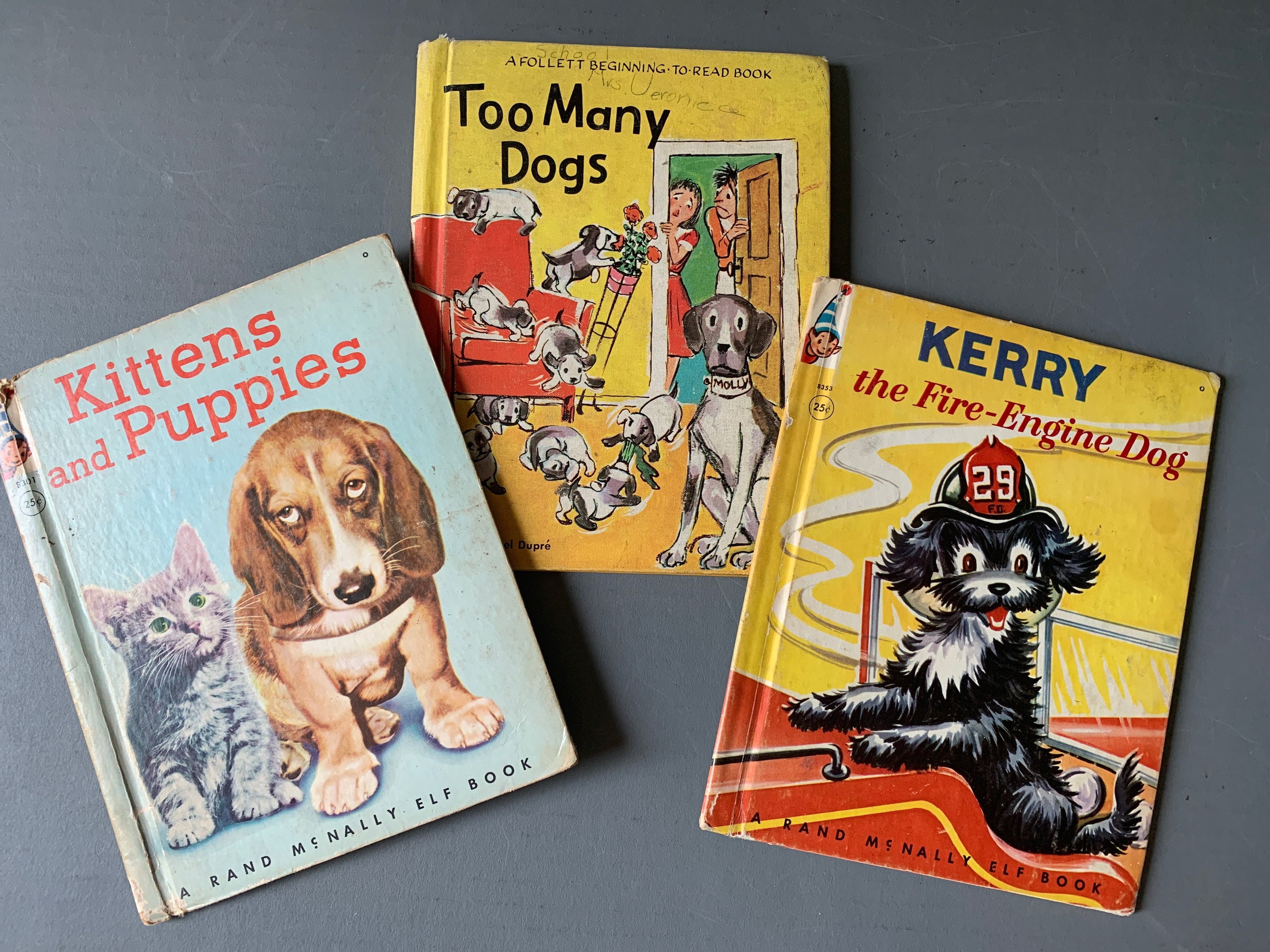 Set of 3 Children's Books About Dogs and Cats Kittens, Puppies, Fire Dog  and Too Many Dogs 