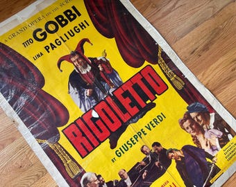 Vintage Rigoletto opera poster - Tito Gobbi 1950s film lithograph - large theatrical wall art
