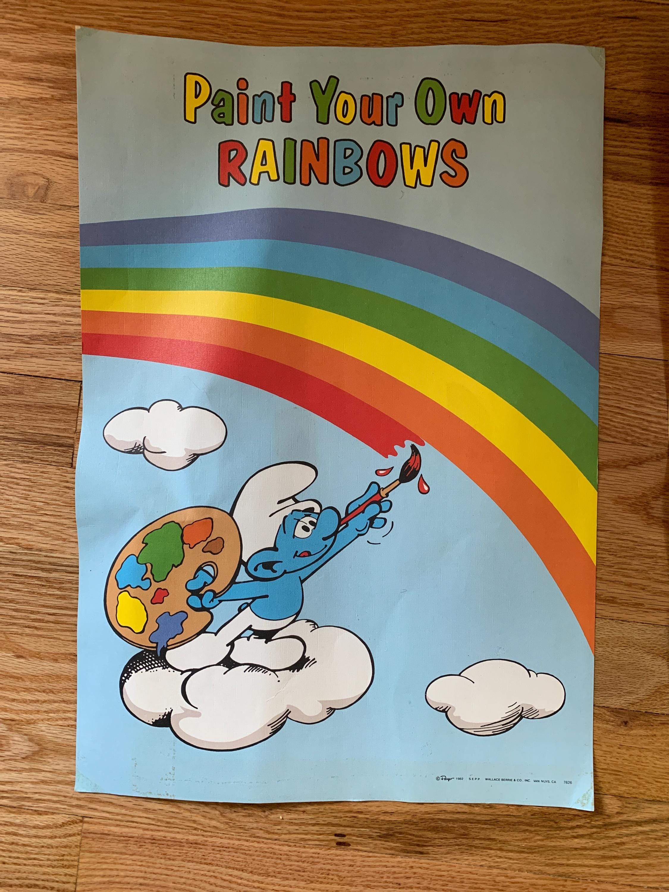 Ancienne Grande Affiche Poster Les Schtroumpfs - Par Télé Poche, Figurines MAFI