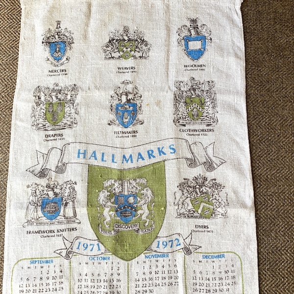 Antique textile hallmarks - vintage linen tea towel