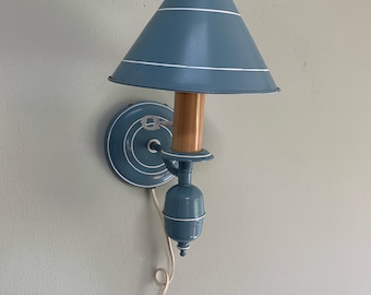 Metal sconce - perfect 1990s blue - very good working condition