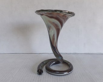 Vintage Sooner glass vase - coiled base