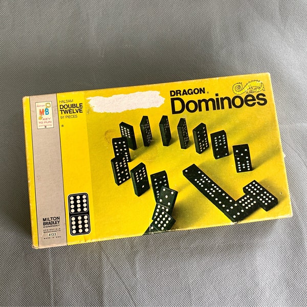 Complete set of double twelve dominoes - Dragon Dominoes - in original box - 1970 - wooden