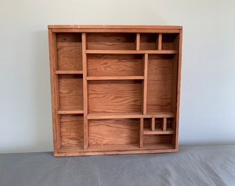 Solid wood shelf with 14 compartments