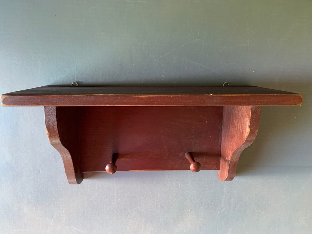 Charming Wooden Shelf With Pegs With Plate Groove Etsy