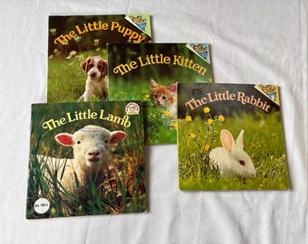 Set of 4 baby animals kids' books - 1970s and 1980s - a bundle of adorableness
