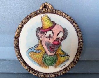 Vintage Artini wall hanging - 1970s clown