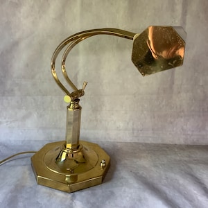 Brass piano or desk lamp - gold tone - beautifully made and well-maintained - adjustable angles