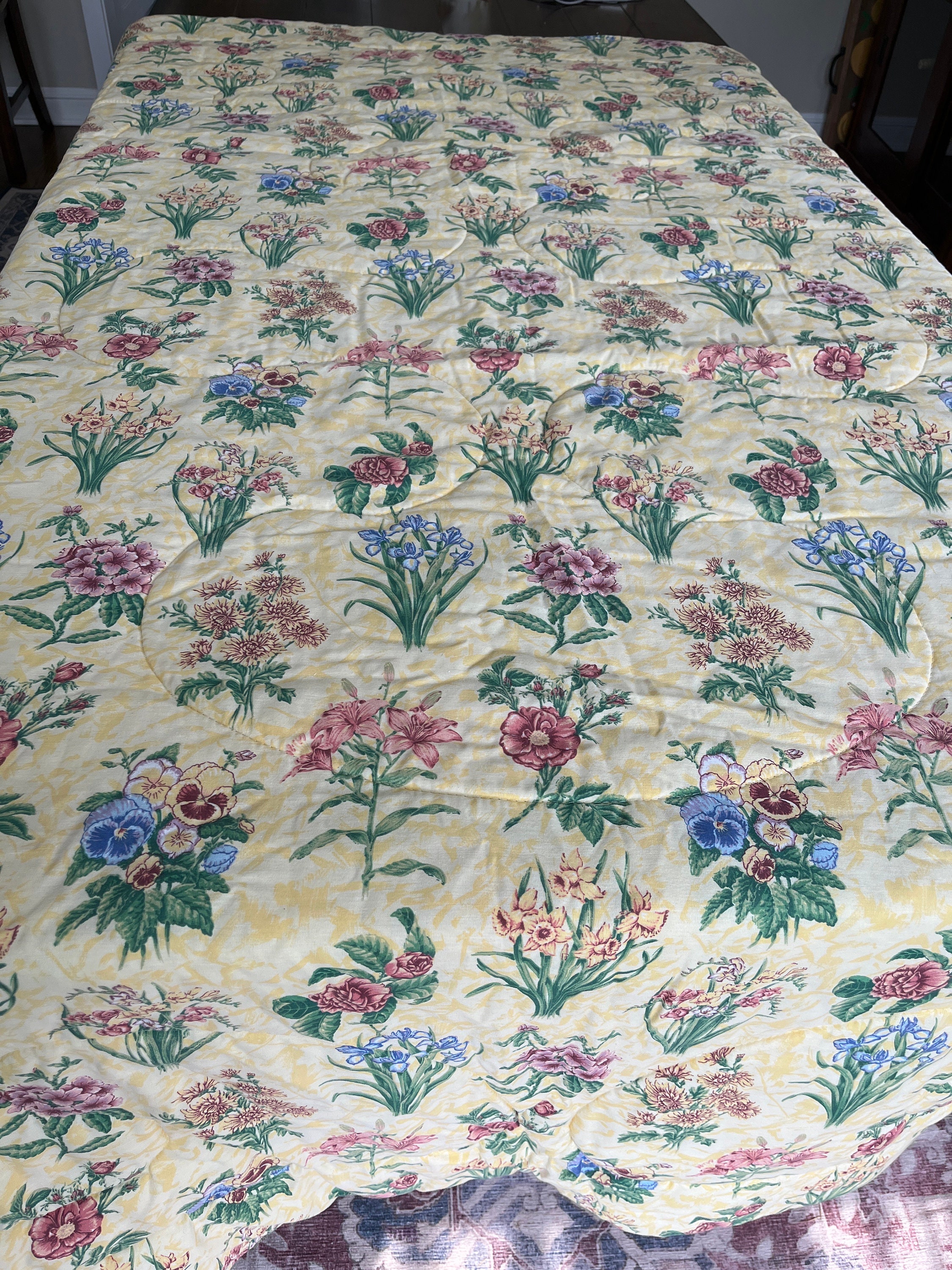 1990s Sheets 5 Piece 1990s Floral Bedding Set - Bed Skirt, Flat Sheet, Fitted Sheet ...